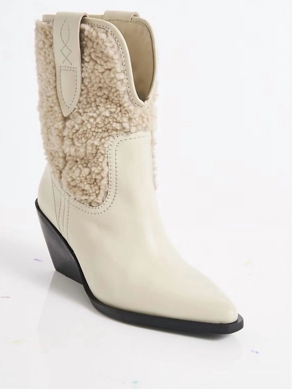 Free People Shearling-Trim Western Ankle Boot